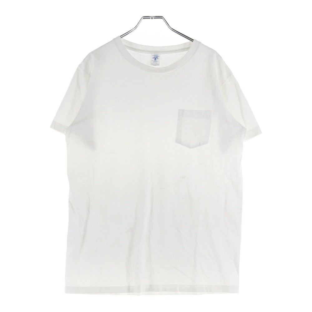 NO BRAND(ノーブランド) Velva Sheen 胸ポケットクルーネック半袖Tシャツカットソー ホワイト