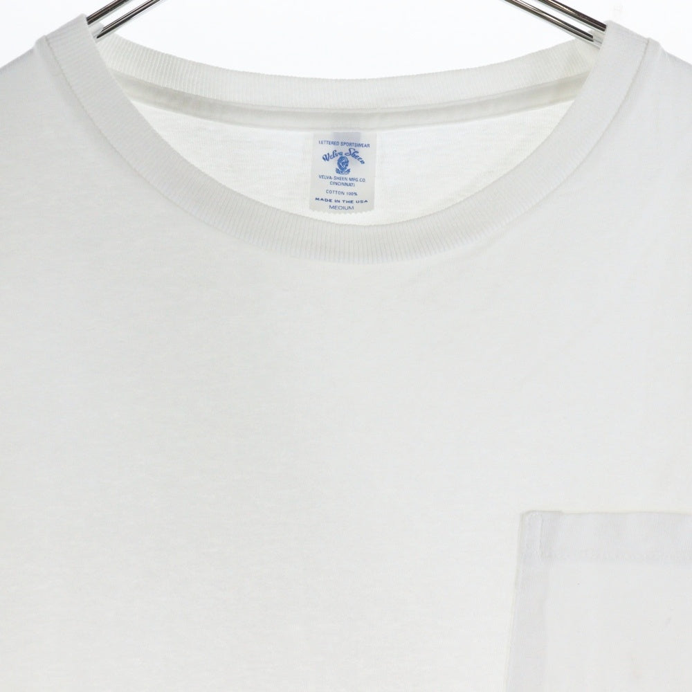 NO BRAND(ノーブランド) Velva Sheen 胸ポケットクルーネック半袖Tシャツカットソー ホワイト