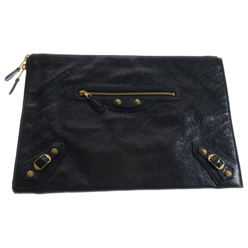BALENCIAGA(バレンシアガ) ジャイアントクラッチ レザークラッチバッグ ブラック/ゴールド 370994