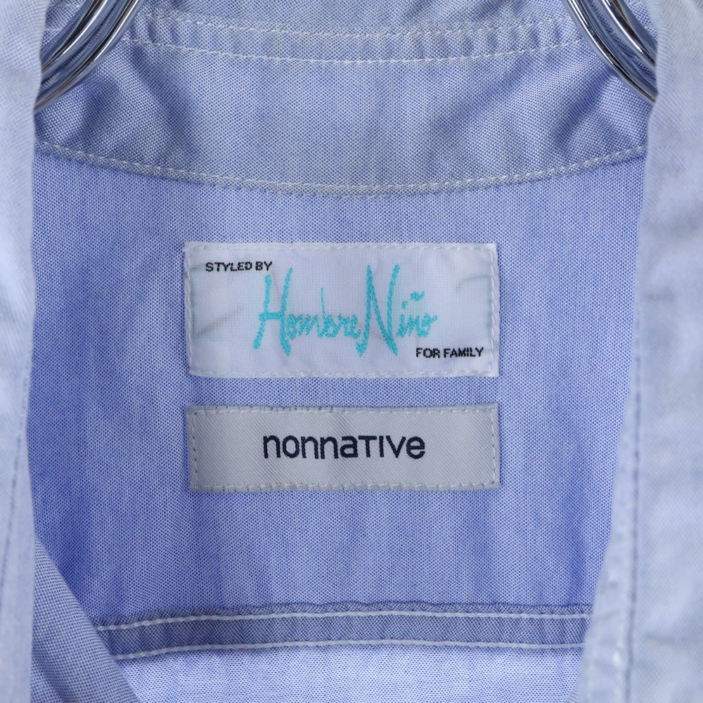 nonnative(ノンネイティブ) ×HOMBRENino フロントチェック切替半袖シャツ ブルー