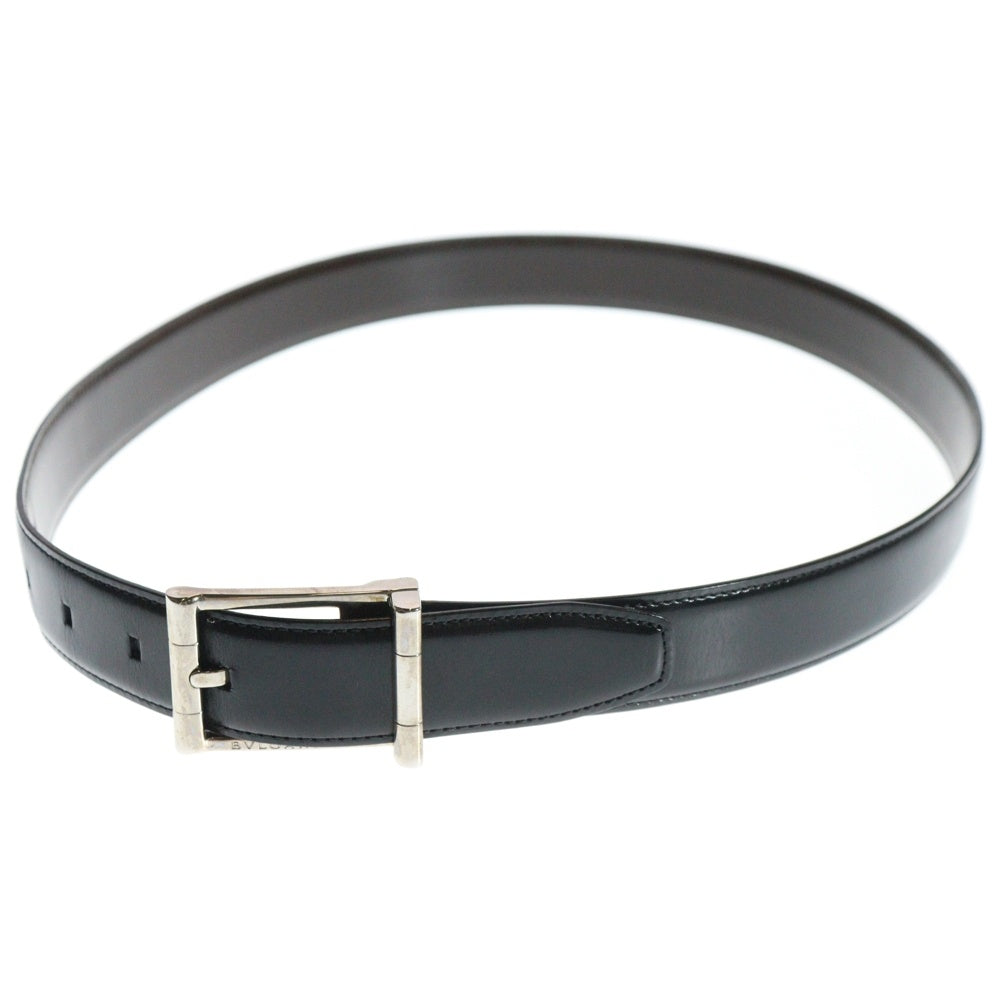 BVLGARI(ブルガリ) スクエアバックル リバーシブルレザーベルト ブラック/ブラウン 20225