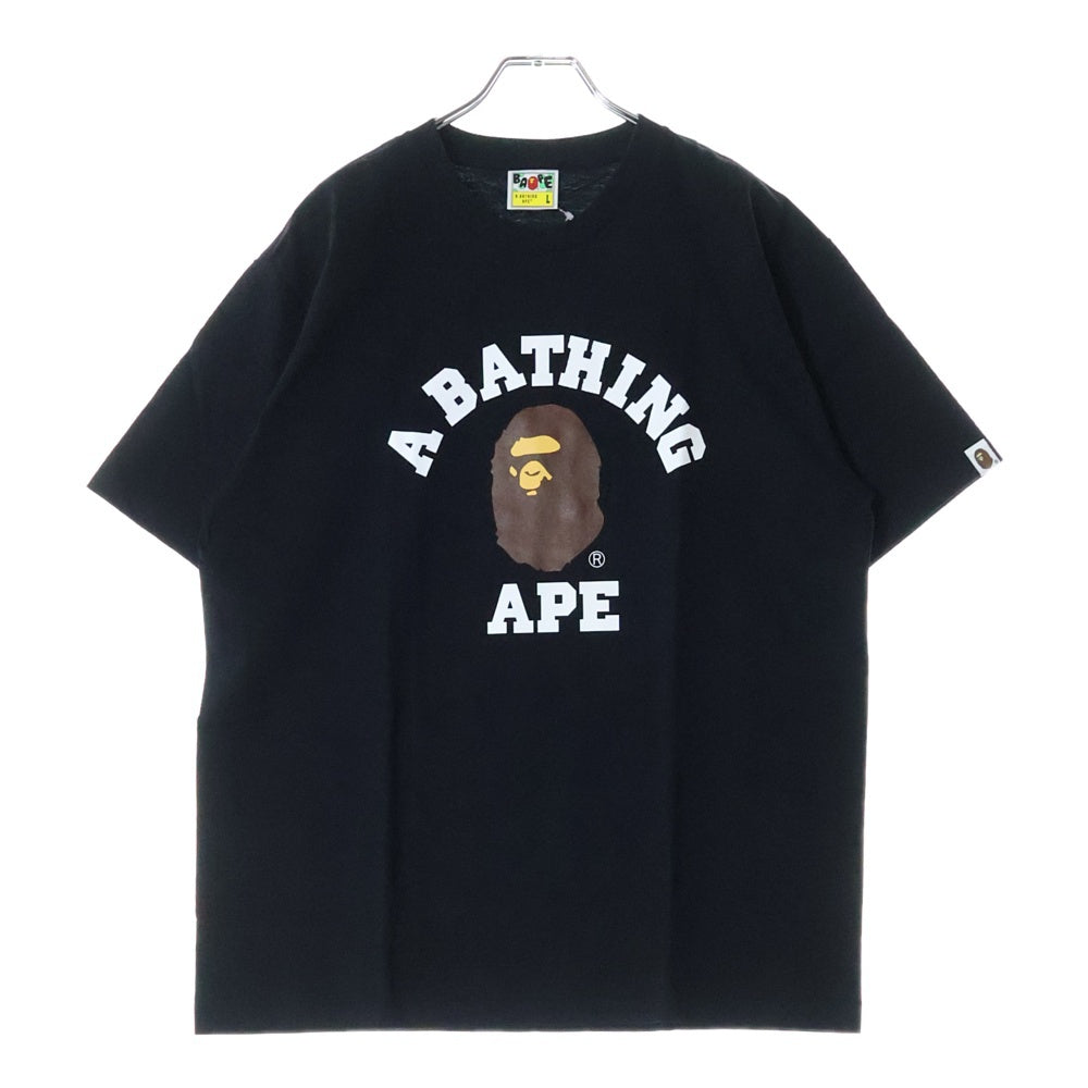 A BATHING APE(アベイシングエイプ) COLLEGE TEE クルーネック半袖Tシャツカットソー ブラック 001TEL801001M