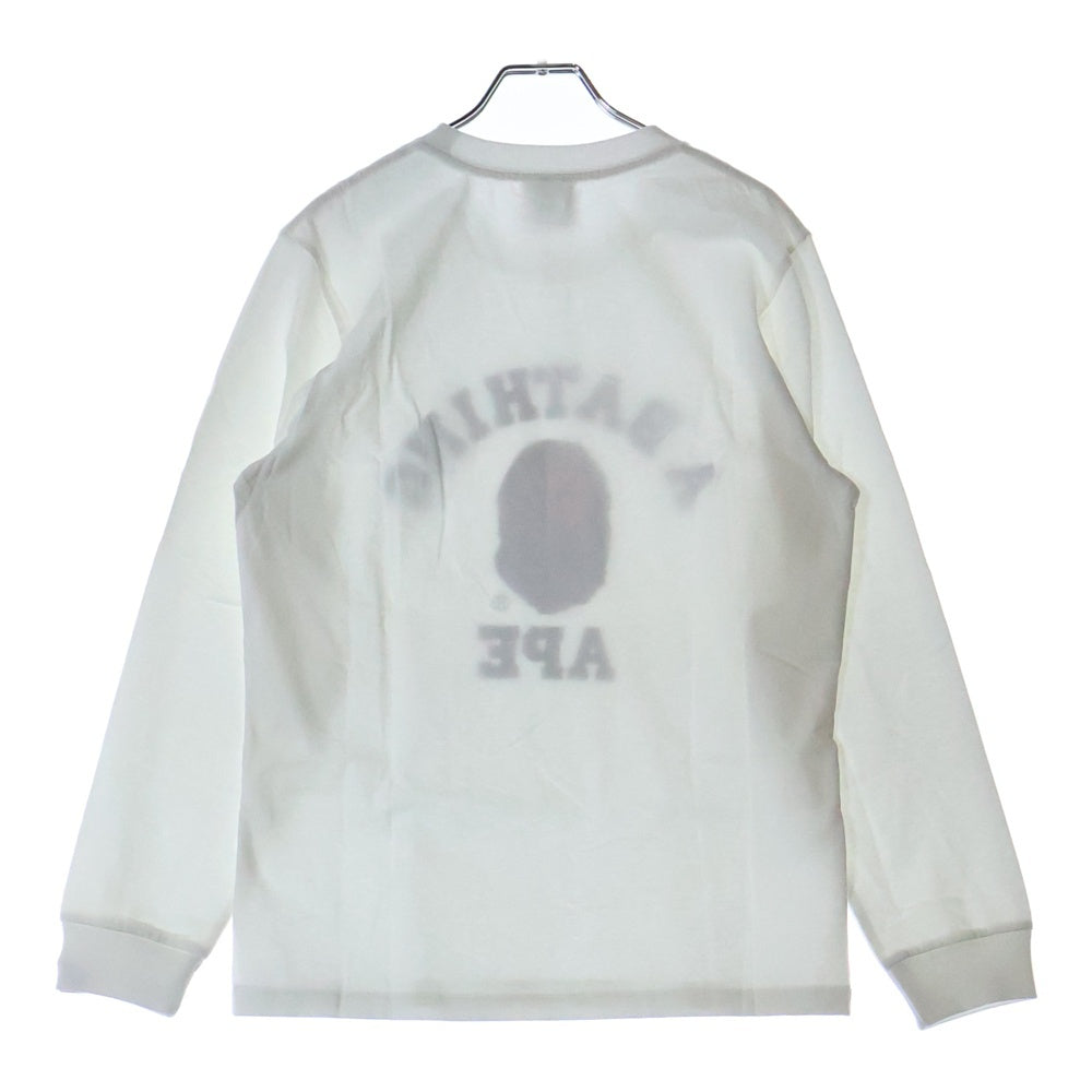A BATHING APE(アベイシングエイプ) COLLEGE LS TEE クルーネック長袖Tシャツカットソー ホワイト 001LTL802001L
