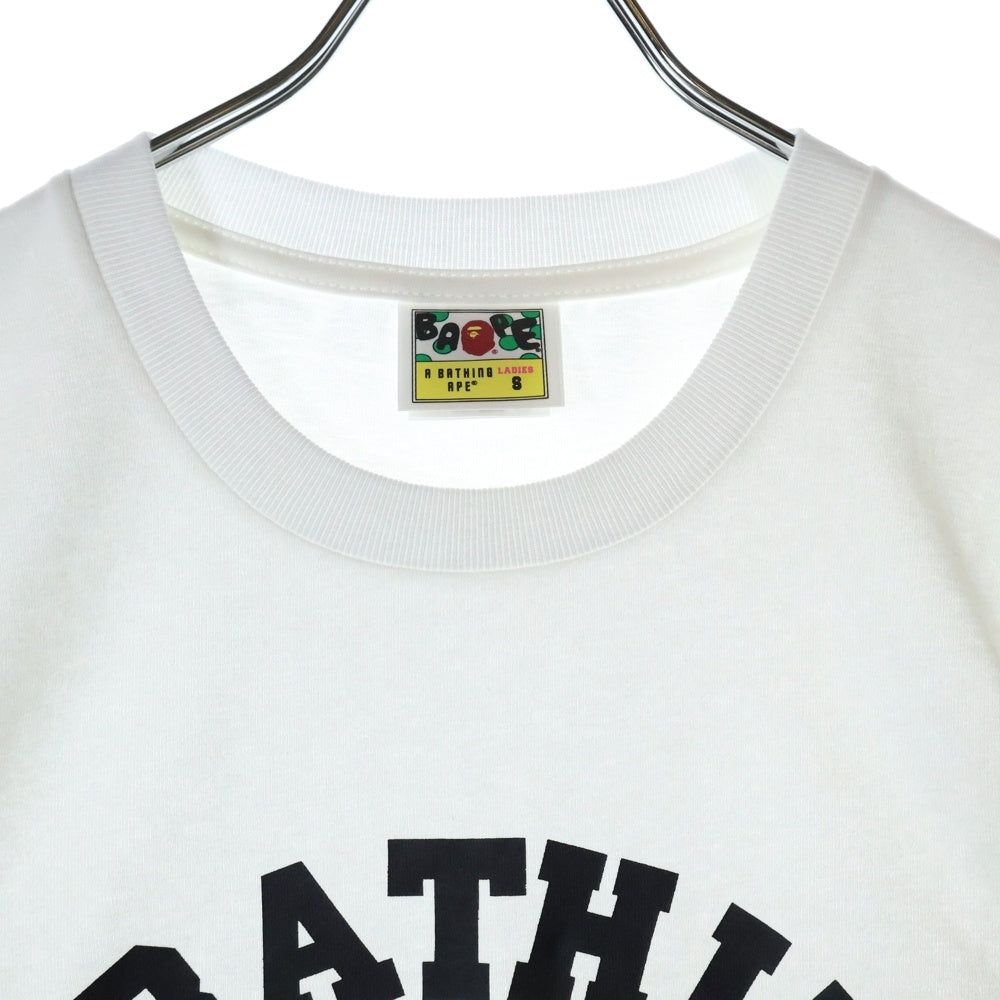 A BATHING APE(アベイシングエイプ) COLLEGE LS TEE クルーネック長袖Tシャツカットソー ホワイト 001LTL802001L