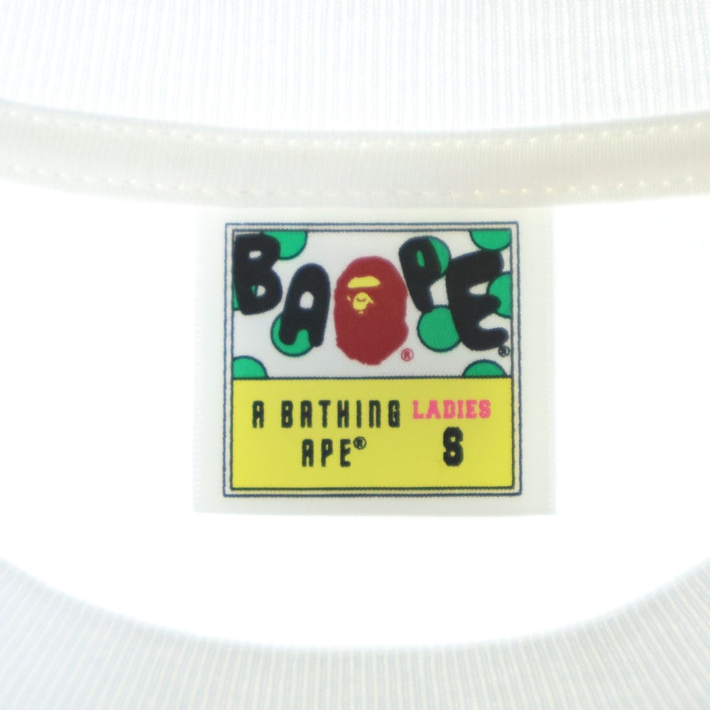 A BATHING APE(アベイシングエイプ) COLLEGE LS TEE クルーネック長袖Tシャツカットソー ホワイト 001LTL802001L