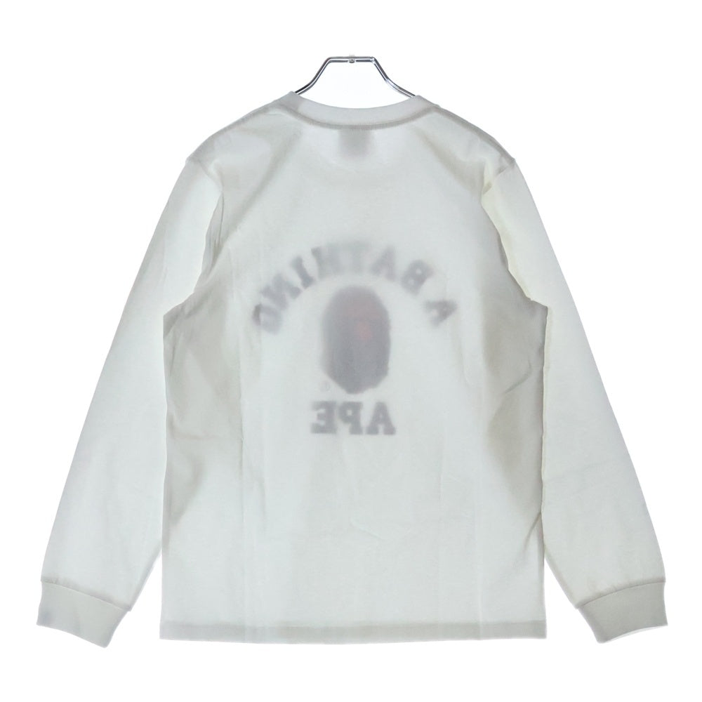 A BATHING APE(アベイシングエイプ) COLLEGE LS TEE クルーネック長袖Tシャツカットソー ホワイト 001LTL802001L