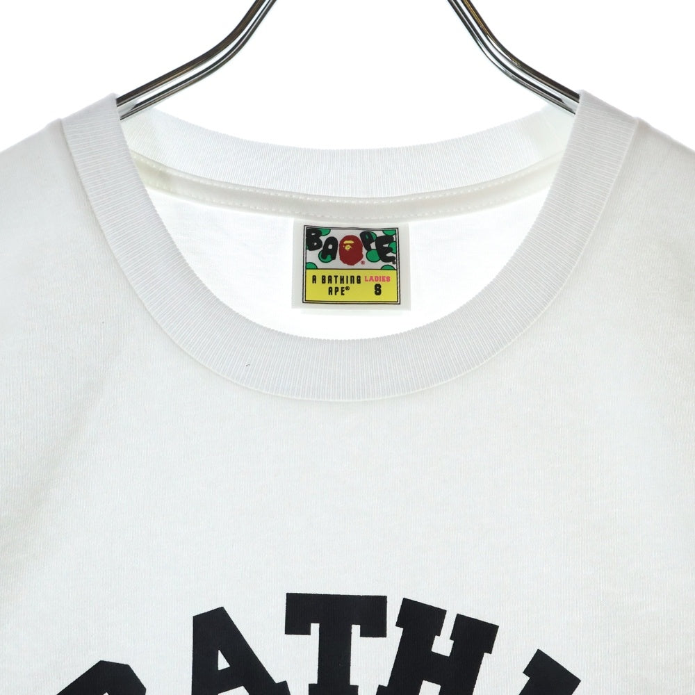 A BATHING APE(アベイシングエイプ) COLLEGE LS TEE クルーネック長袖Tシャツカットソー ホワイト 001LTL802001L