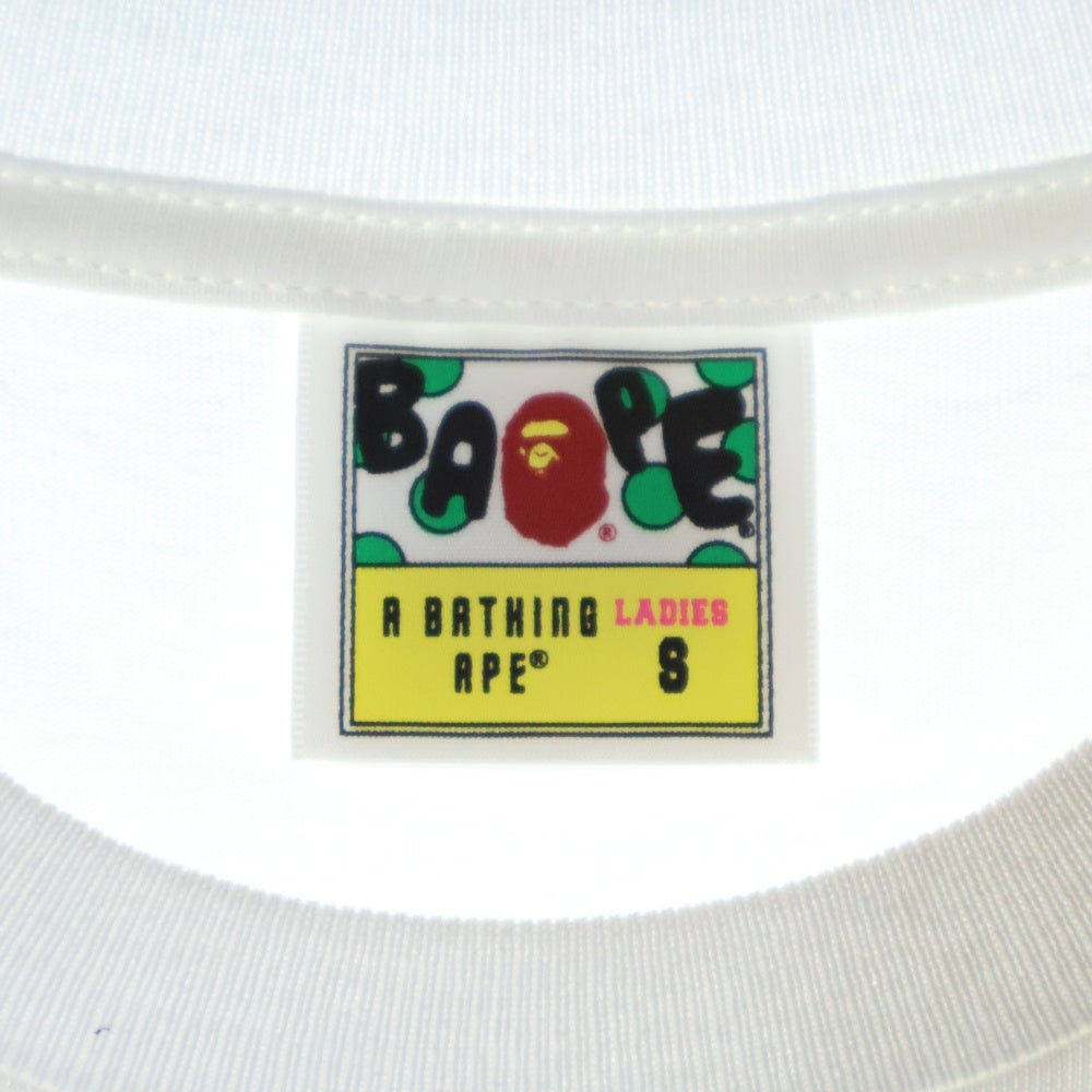 A BATHING APE(アベイシングエイプ) COLLEGE LS TEE クルーネック長袖Tシャツカットソー ホワイト 001LTL802001L