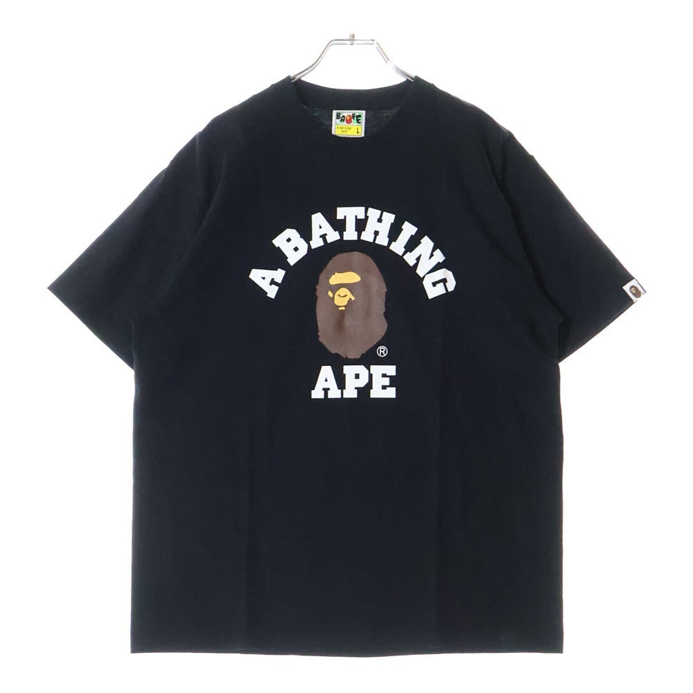 A BATHING APE(アベイシングエイプ) COLLEGE TEE クルーネック半袖Tシャツカットソー ブラック 001TEL801001M