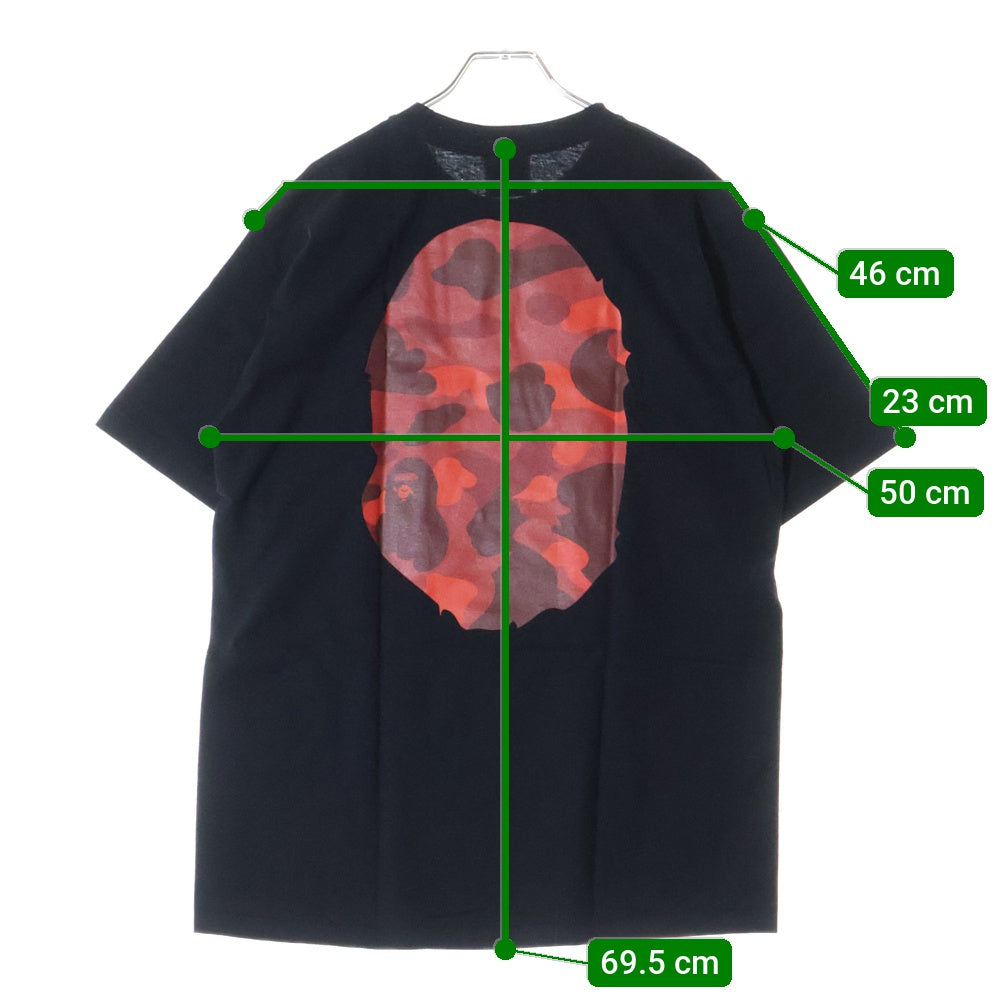 A BATHING APE(アベイシングエイプ) COLOR CAMO BY BATHING APE TEE クルーネック半袖Tシャツカットソー ブラック/レッド 001TEL801017M
