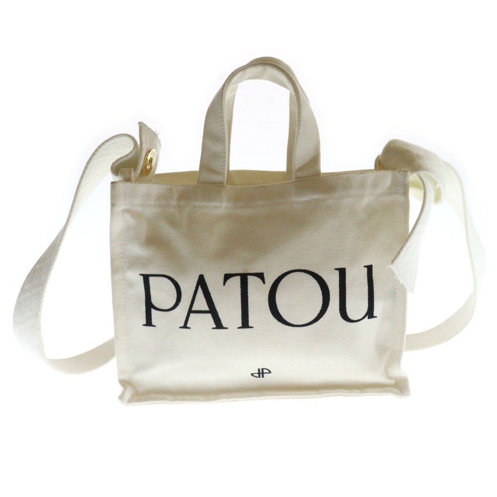 PATOU(パトゥー) オーガニックコットン スモール パトゥ キャンバスハンドトートバッグ ホワイト AC0250076090C