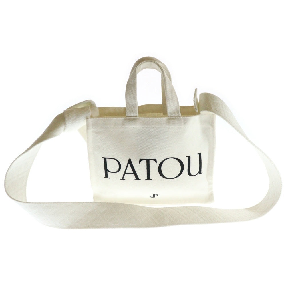PATOU(パトゥー) オーガニックコットン スモール パトゥ キャンバスハンドトートバッグ ホワイト AC0250076090C