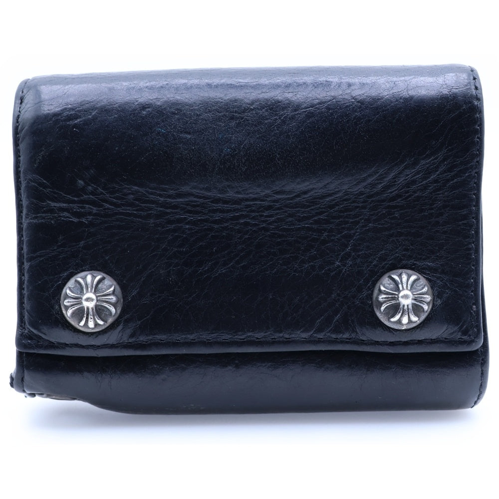 CHROME HEARTS(クロムハーツ) 3FOLD 3フォールド クロスボールボタン レザーウォレット 財布 ブラック BCA364