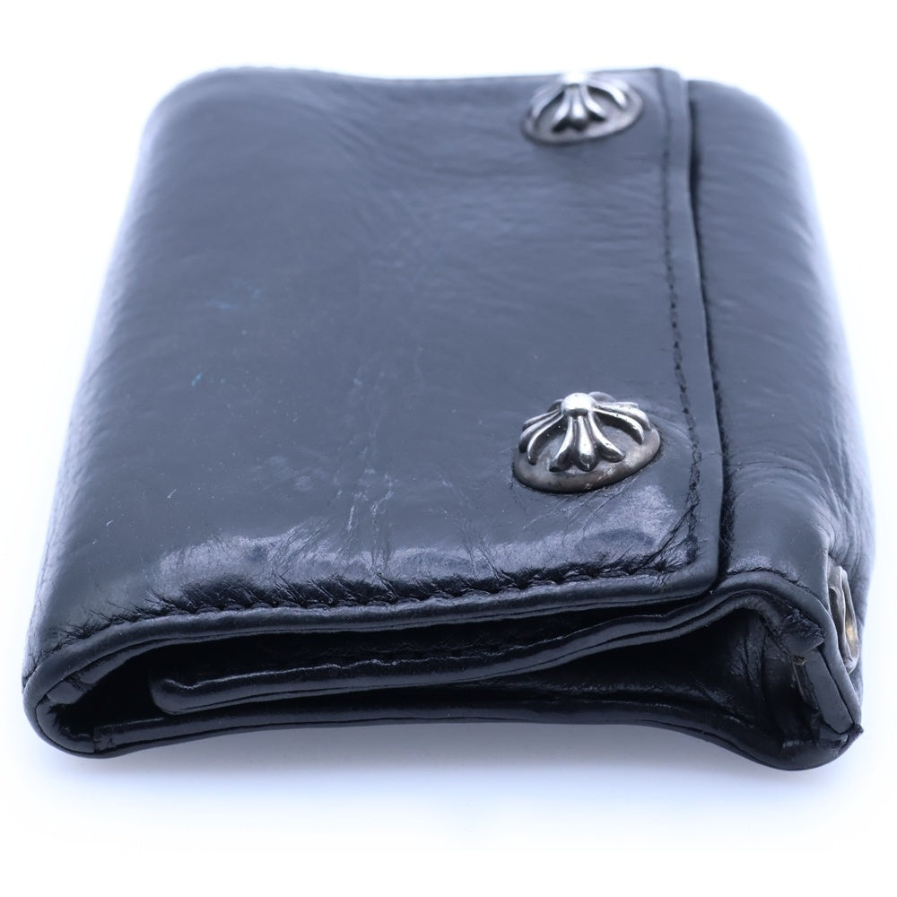 CHROME HEARTS(クロムハーツ) 3FOLD 3フォールド クロスボールボタン レザーウォレット 財布 ブラック BCA364
