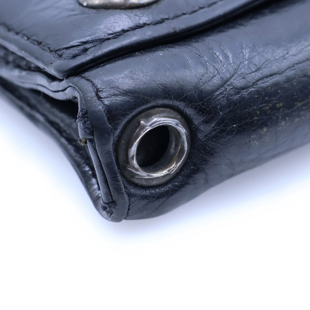 CHROME HEARTS(クロムハーツ) 3FOLD 3フォールド クロスボールボタン レザーウォレット 財布 ブラック BCA364