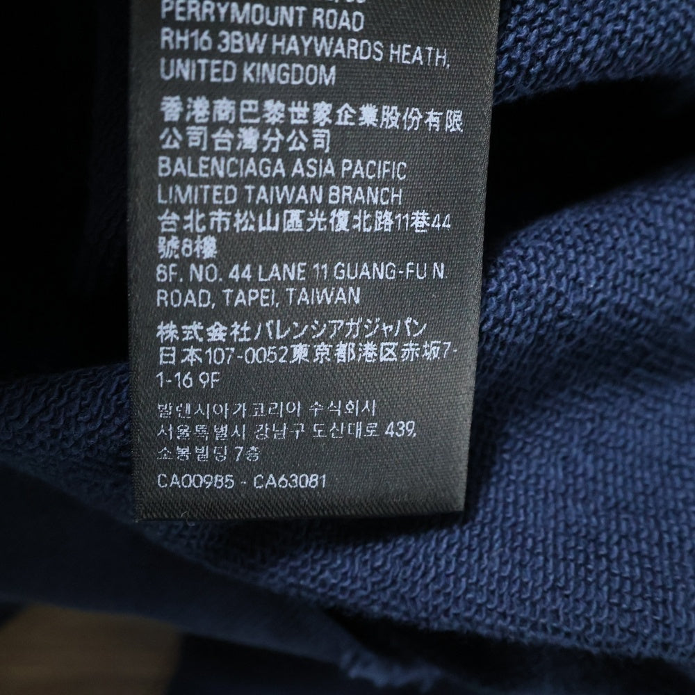 BALENCIAGA(バレンシアガ) 23SS Tape Type Ripped Pocket Hoodie テープタイプ リップポケット プルオーバーパーカー ネイビー 744441 TOVB1
