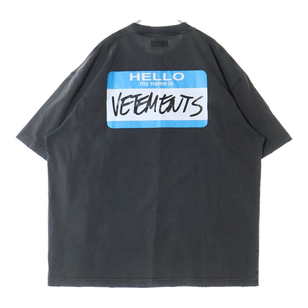 VETEMENTS(ヴェトモン) 23SS MY NAME IS VETEMENTS FADED TEE 両面プリント クルーネック半袖Tシャツカットソー グレー UE63TR640B