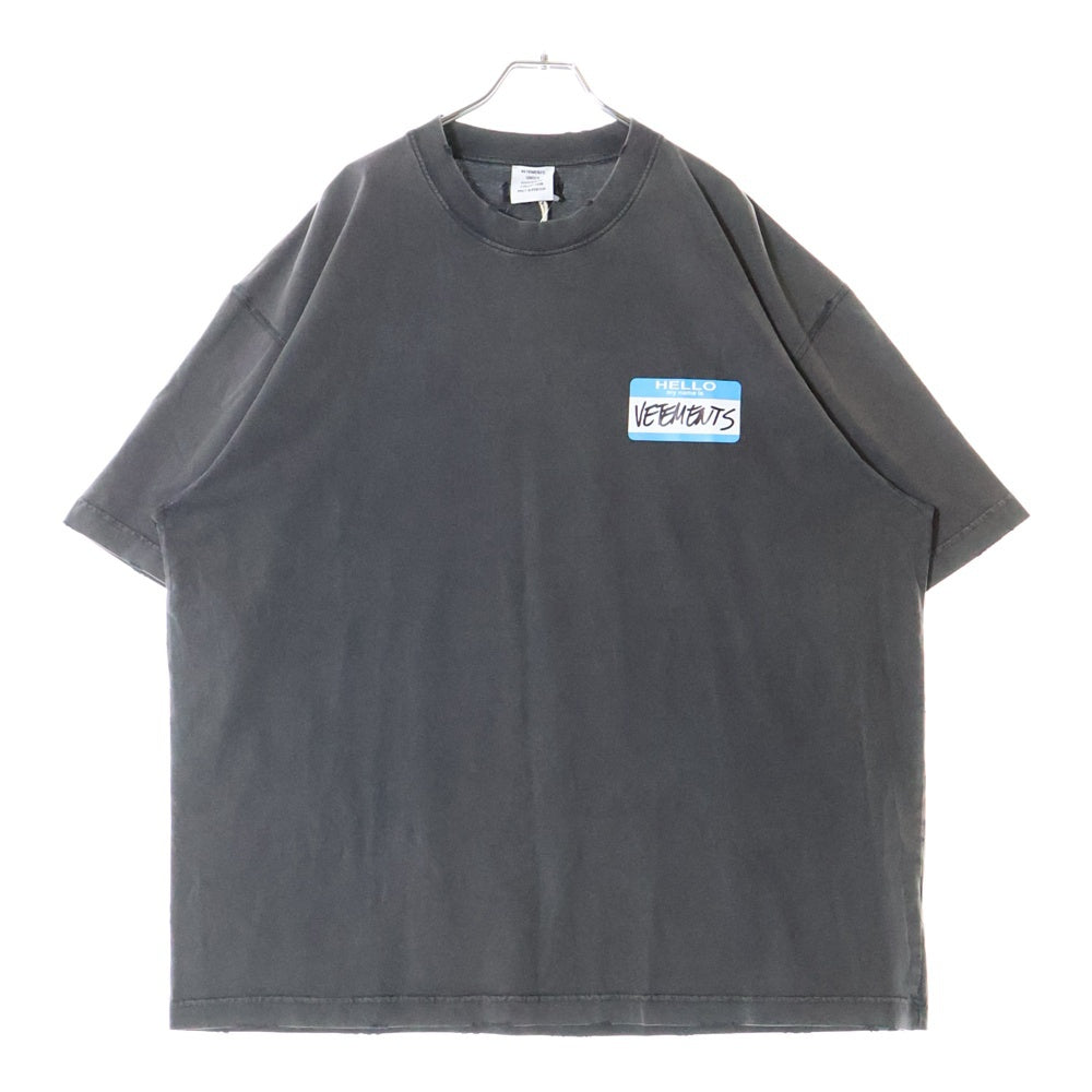 VETEMENTS(ヴェトモン) 23SS MY NAME IS VETEMENTS FADED TEE 両面プリント クルーネック半袖Tシャツカットソー グレー UE63TR640B