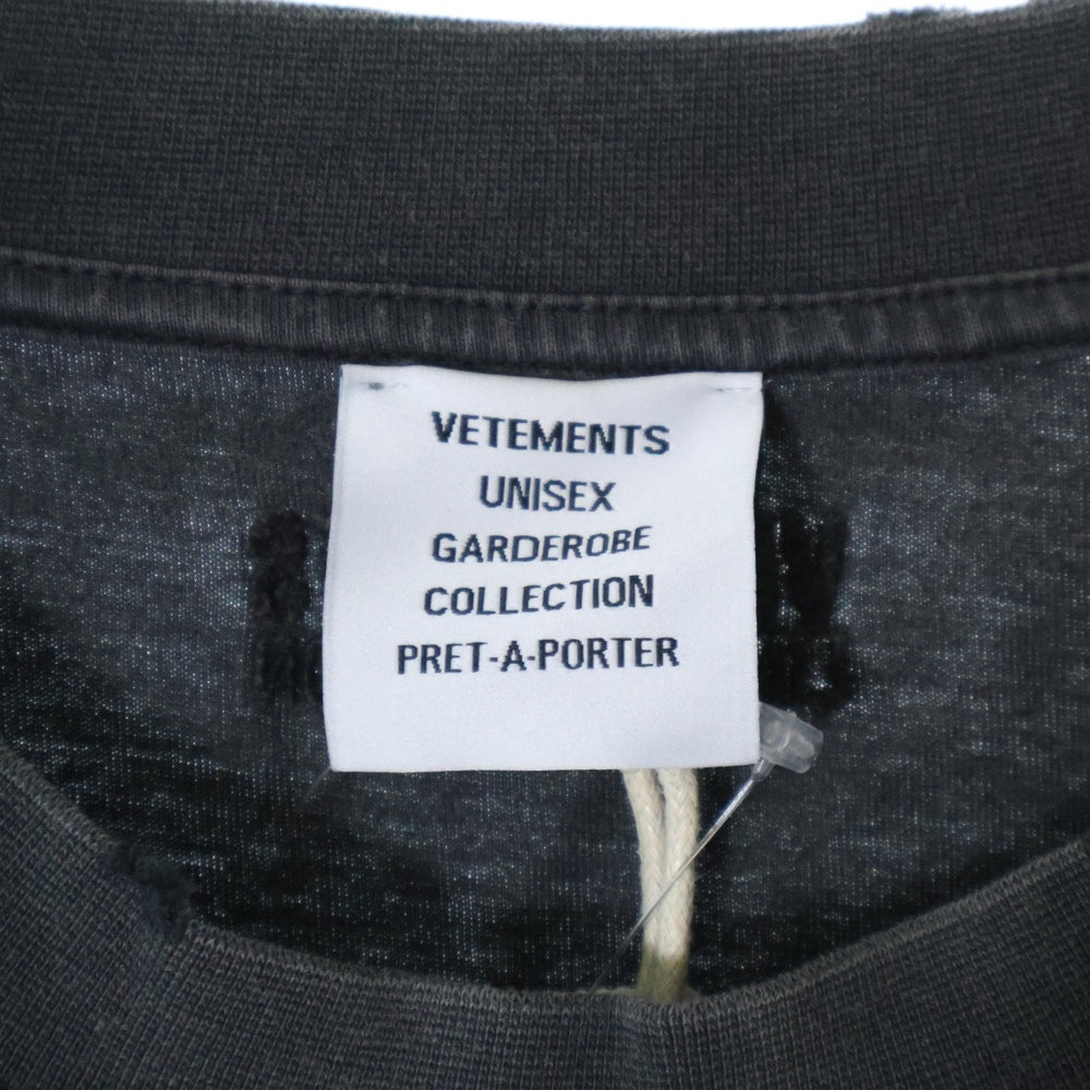 VETEMENTS(ヴェトモン) 23SS MY NAME IS VETEMENTS FADED TEE 両面プリント クルーネック半袖Tシャツカットソー グレー UE63TR640B
