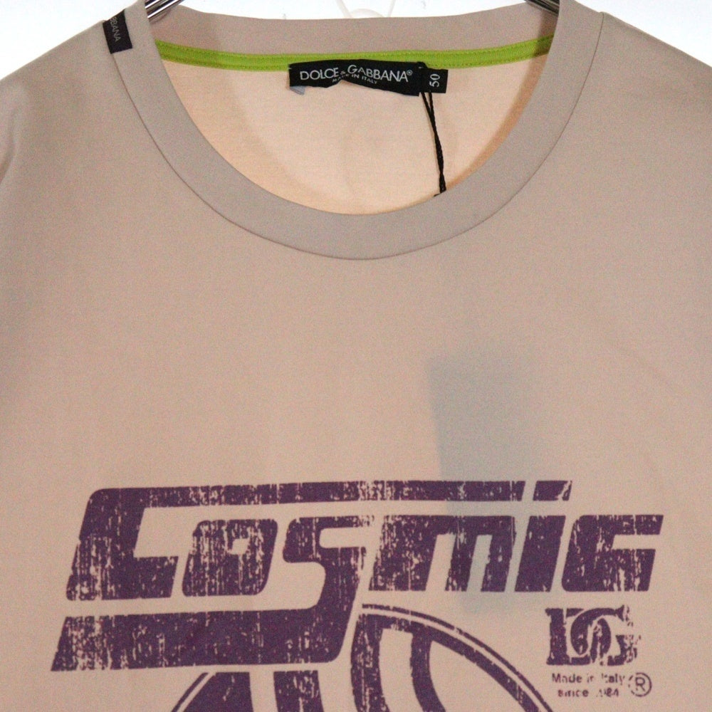 DOLCE & GABBANA(ドルチェアンドガッバーナ) COSMIC LOVE プロントプリント クルーネック半袖Tシャツカットソー ピンク G8NV2Z