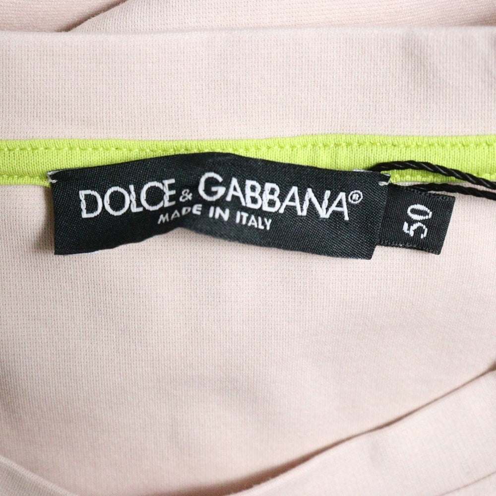 DOLCE & GABBANA(ドルチェアンドガッバーナ) COSMIC LOVE プロントプリント クルーネック半袖Tシャツカットソー ピンク G8NV2Z