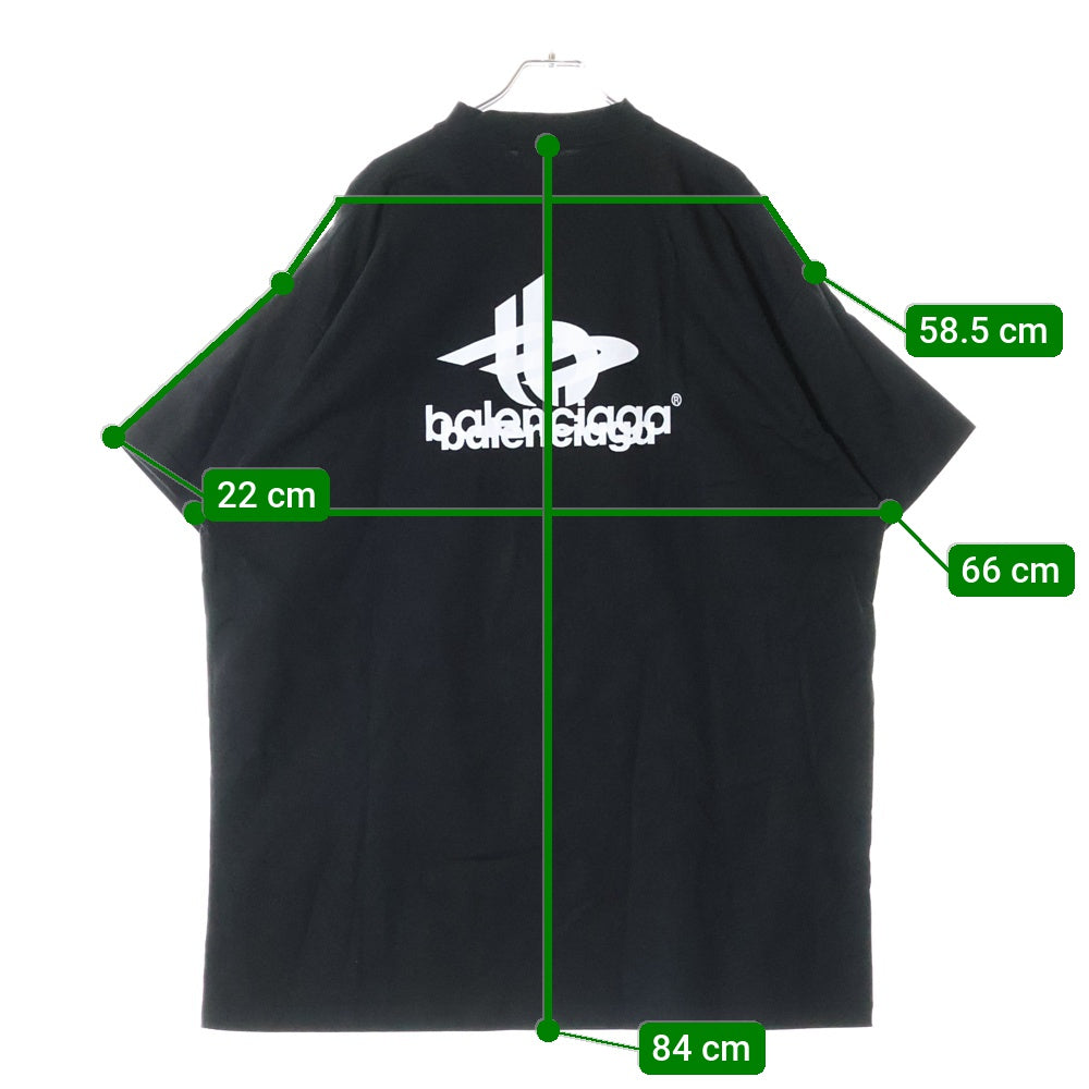 BALENCIAGA(バレンシアガ) 23AW レイヤードスポーツロゴ クルーネック半袖Tシャツカットソー ブラック 739028 TPVF2