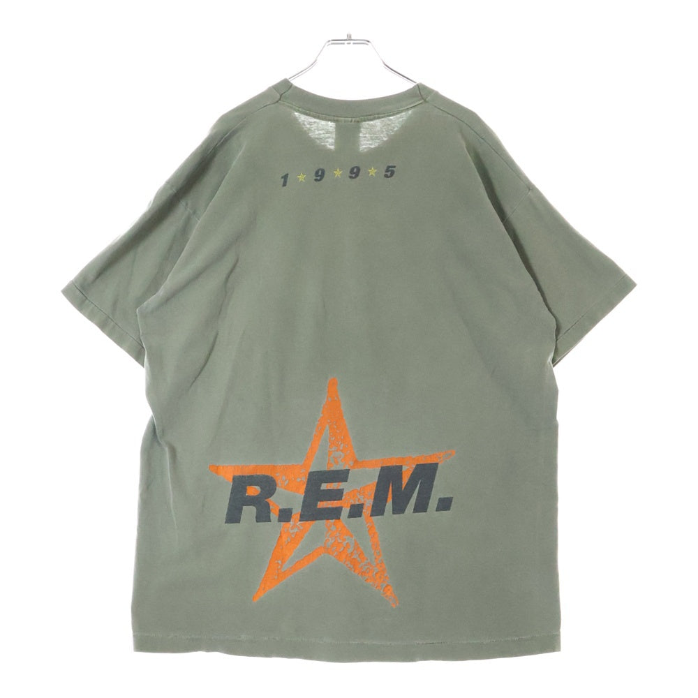 VINTAGE(ヴィンテージ) R.E.M. 1995 TOUR 両面プリント クルーネック半袖Tシャツカットソー カーキ