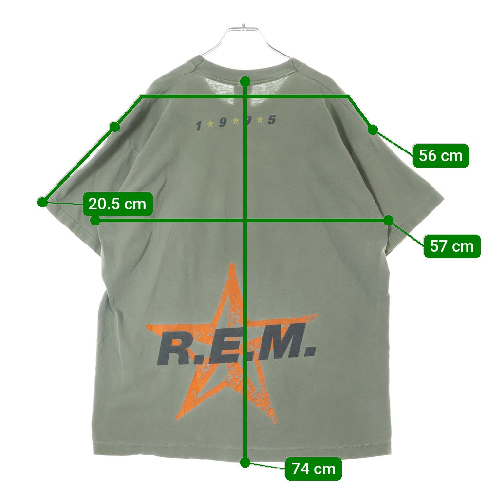VINTAGE(ヴィンテージ) R.E.M. 1995 TOUR 両面プリント クルーネック半袖Tシャツカットソー カーキ