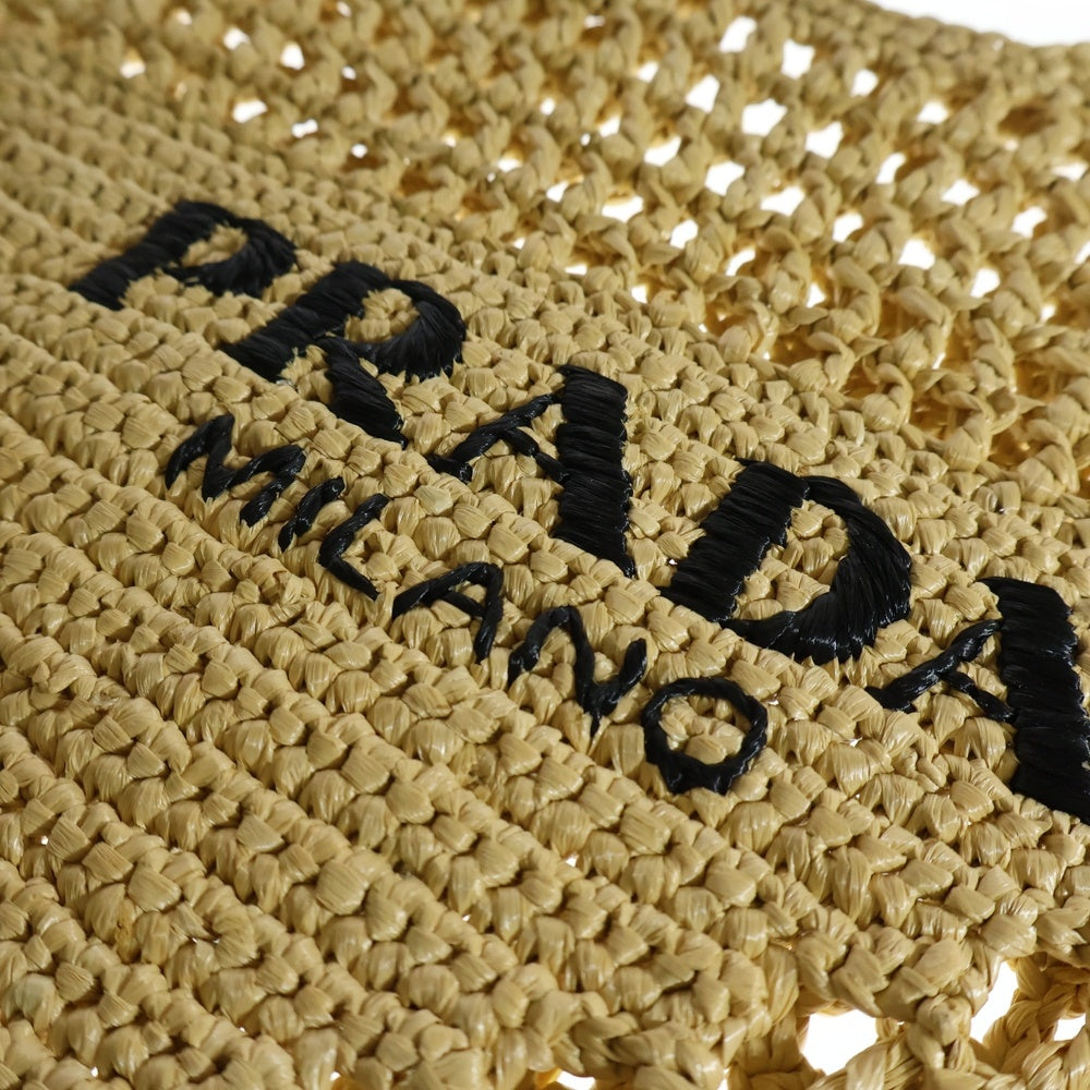 PRADA(プラダ) トライアングルロゴ クロシェ ラフィアトートバッグ ベージュ レディース 1BG424
