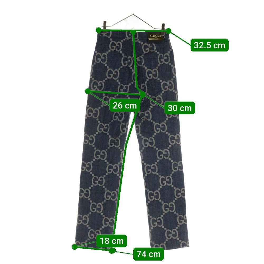 GUCCI(グッチ) ジャンボGG 総柄デニムパンツ レディース インディゴ 678811 XDBTX