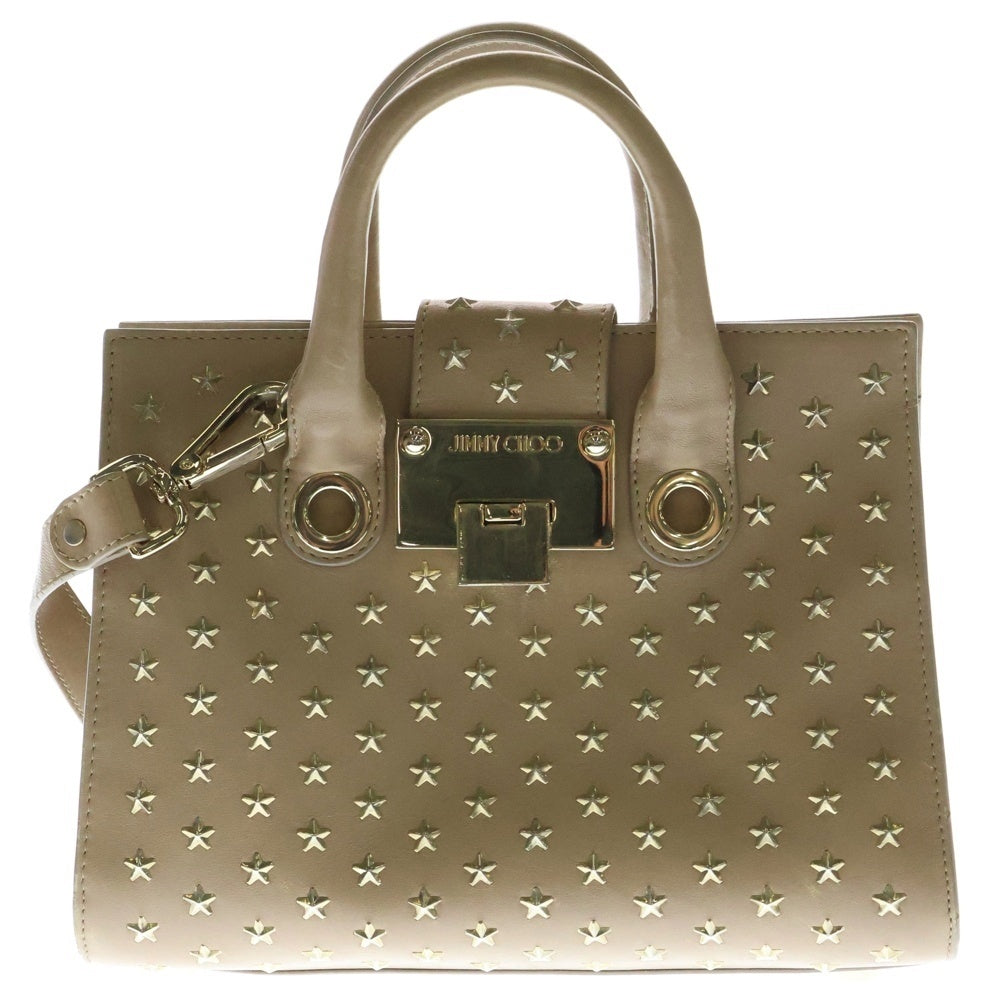 JIMMY CHOO(ジミーチュウ) ライリー スタースタッズ 2WAY レザーハンドショルダーバッグ レディース ブラウン