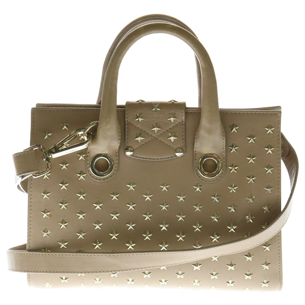 JIMMY CHOO(ジミーチュウ) ライリー スタースタッズ 2WAY レザーハンドショルダーバッグ レディース ブラウン