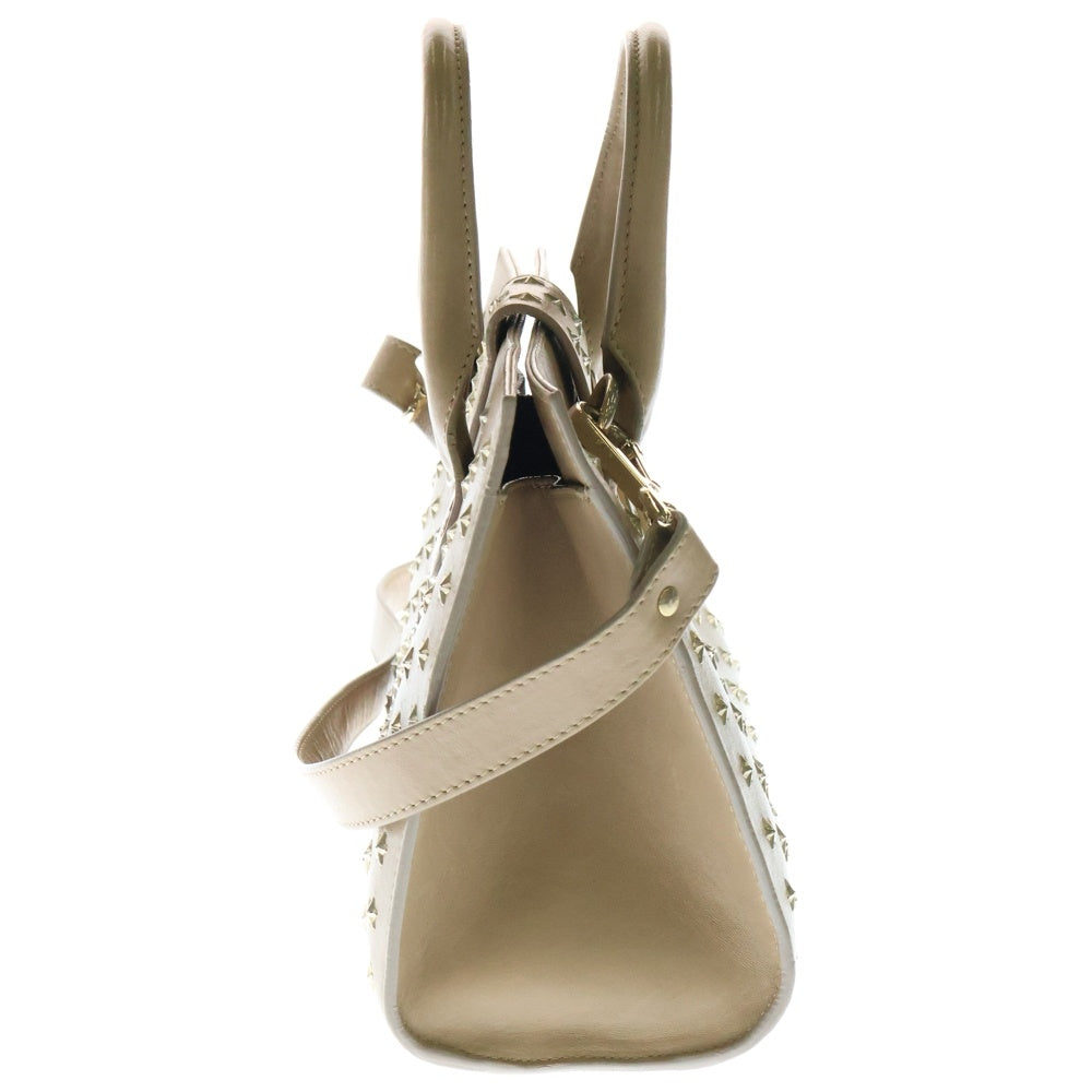JIMMY CHOO(ジミーチュウ) ライリー スタースタッズ 2WAY レザーハンドショルダーバッグ レディース ブラウン