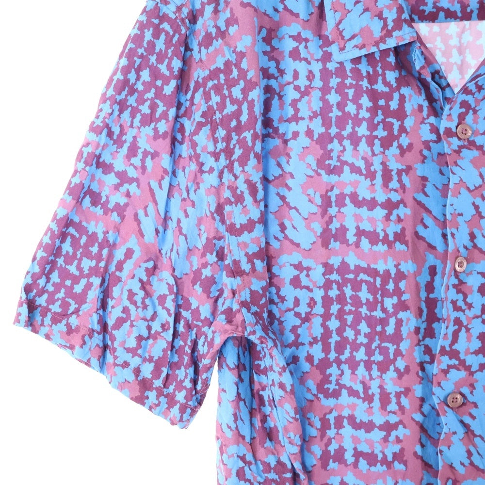 STUSSY(ステューシー) 21SS Hand Drawn Houndstooth 半袖シャツ ブルー/レッド