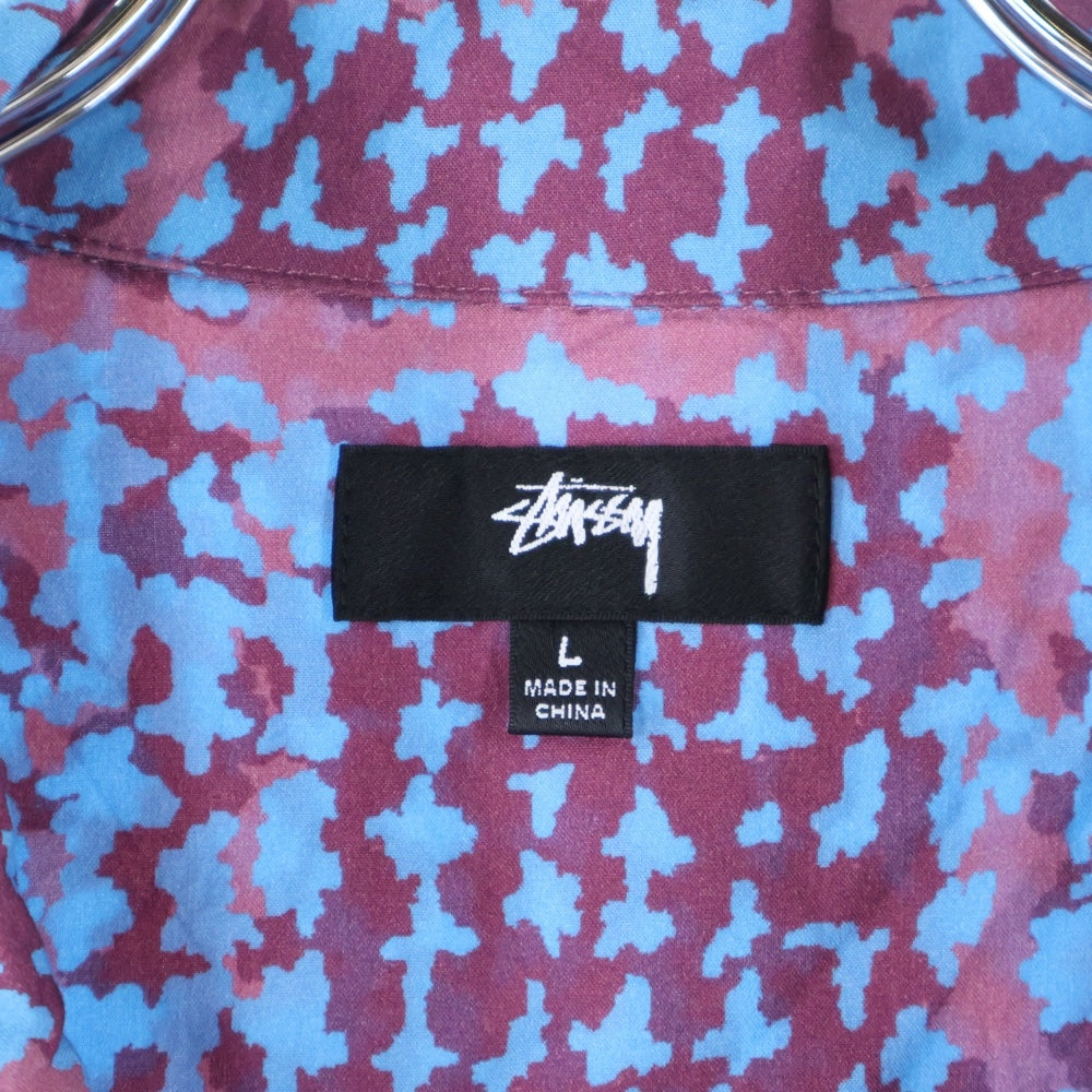 STUSSY(ステューシー) 21SS Hand Drawn Houndstooth 半袖シャツ ブルー/レッド