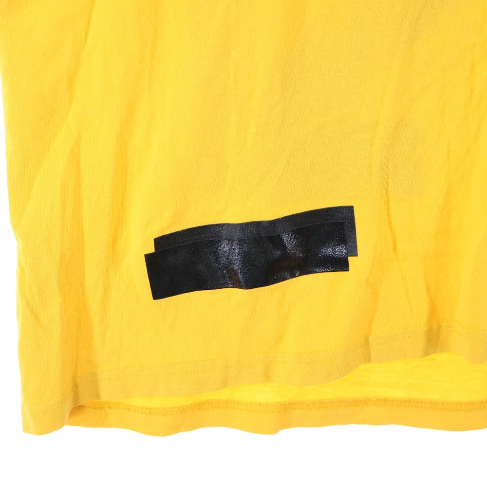 OFF-WHITE(オフホワイト) ×Champion フロントロゴ刺繍 バックプリント クルーネック半袖Tシャツカットソー イエロー OMAA029S18874050