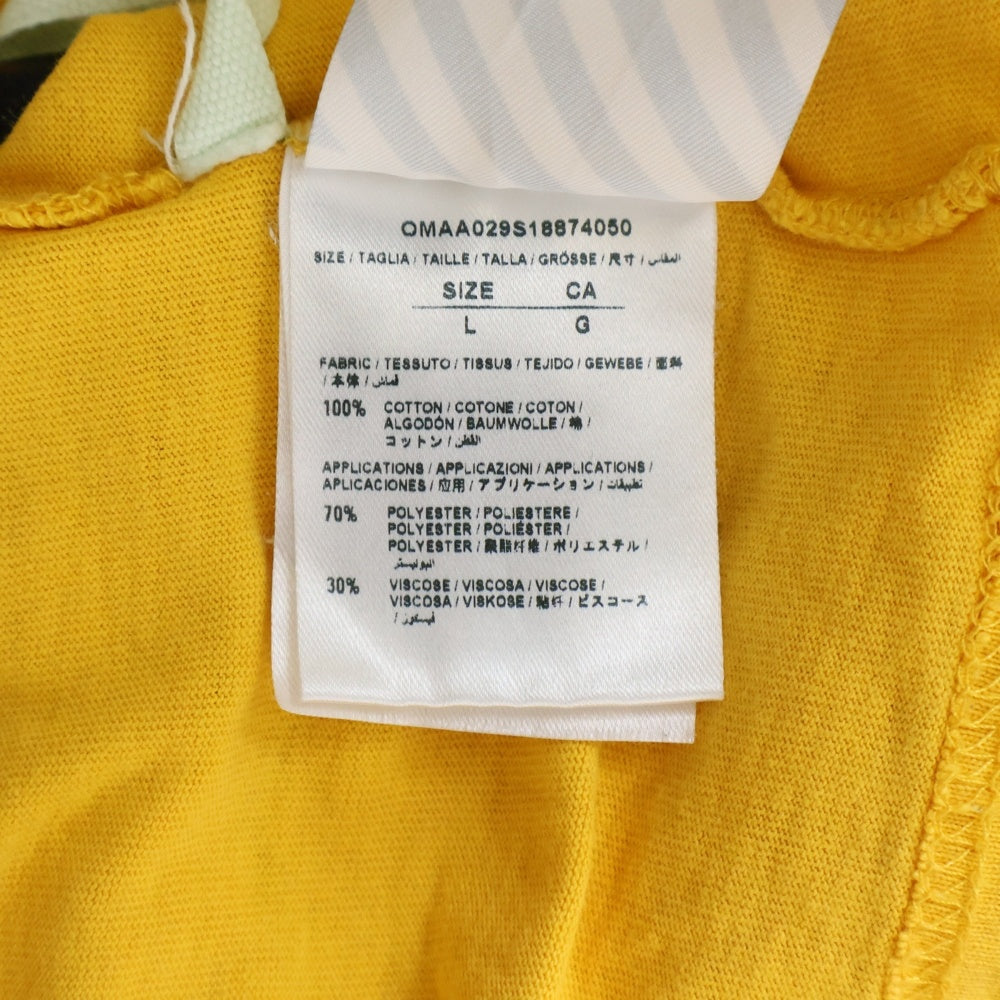 OFF-WHITE(オフホワイト) ×Champion フロントロゴ刺繍 バックプリント クルーネック半袖Tシャツカットソー イエロー OMAA029S18874050