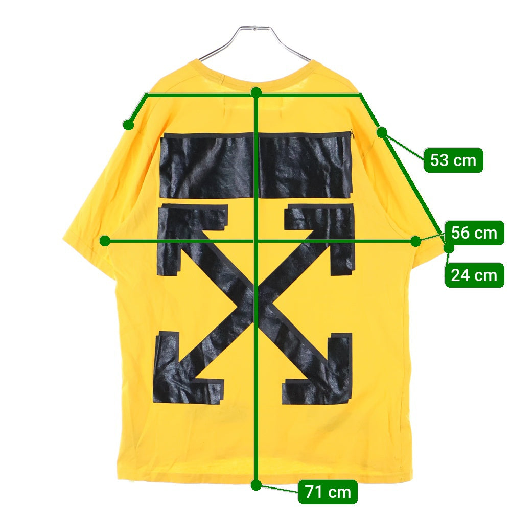 OFF-WHITE(オフホワイト) ×Champion フロントロゴ刺繍 バックプリント クルーネック半袖Tシャツカットソー イエロー OMAA029S18874050