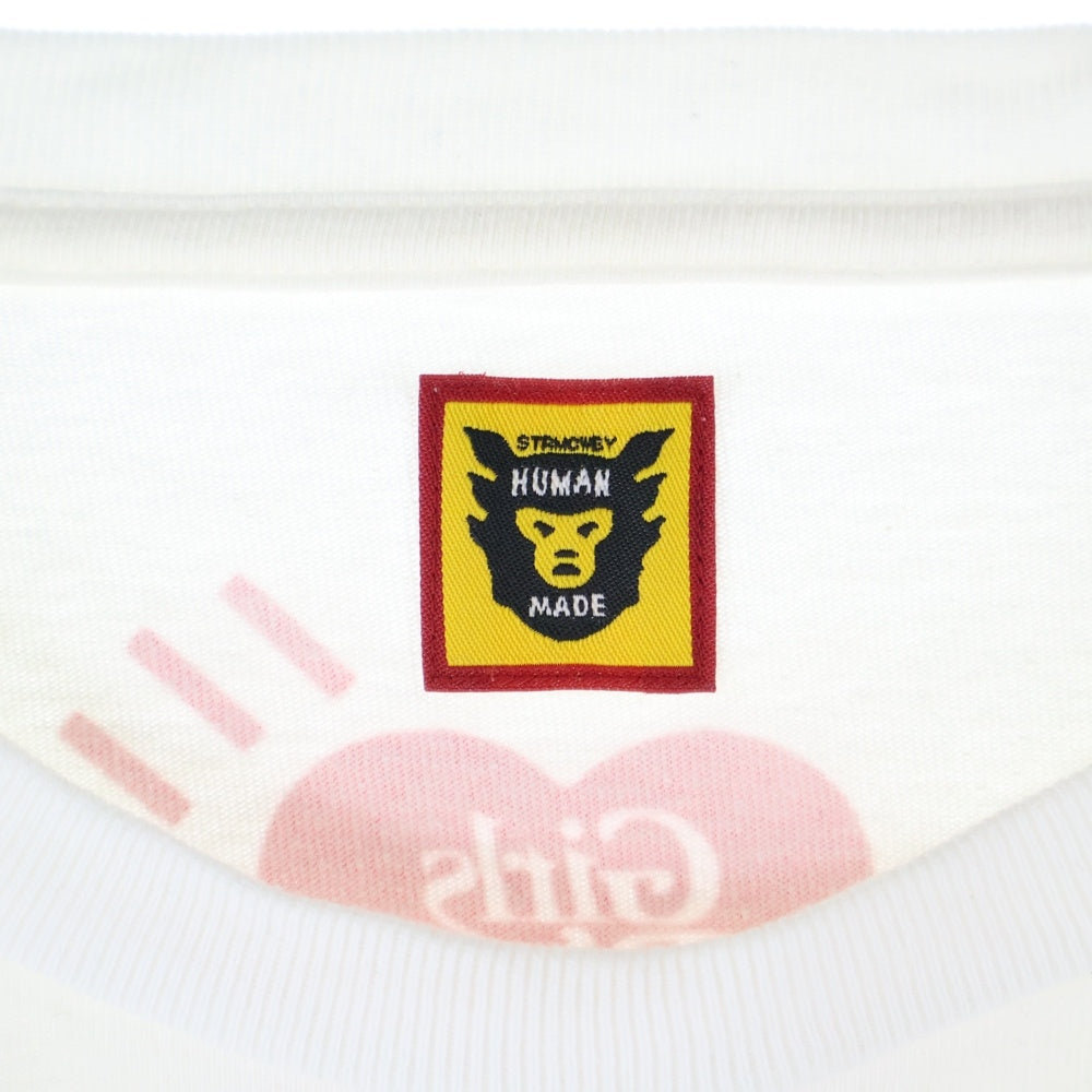 HUMAN MADE(ヒューマンメイド) ×Girls Don't Cry GDC Valentine's Day L/S Tee 両面ロゴプリント クルーネック長袖Tシャツカットソー ホワイト