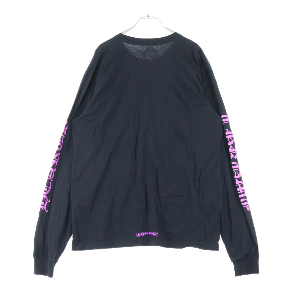 CHROME HEARTS(クロムハーツ) Neck Logo L/S Tee ネックロゴ プリントクルーネック長袖Tシャツ カットソー ブラック/ピンク