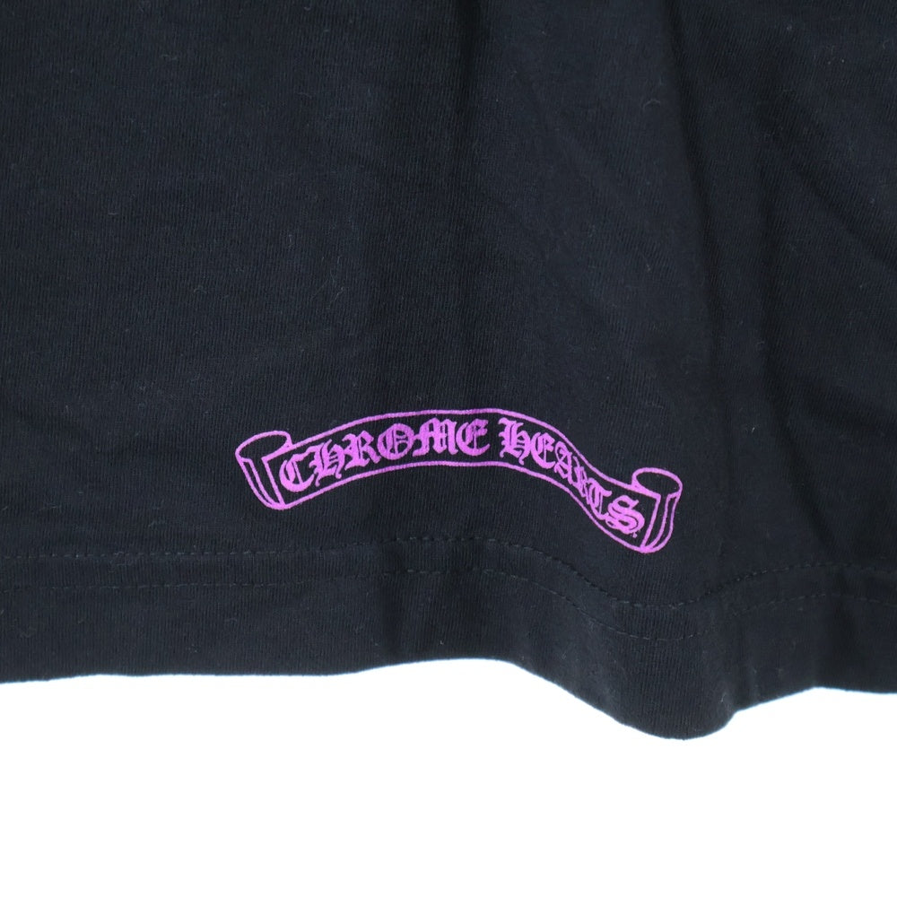 CHROME HEARTS(クロムハーツ) Neck Logo L/S Tee ネックロゴ プリントクルーネック長袖Tシャツ カットソー ブラック/ピンク