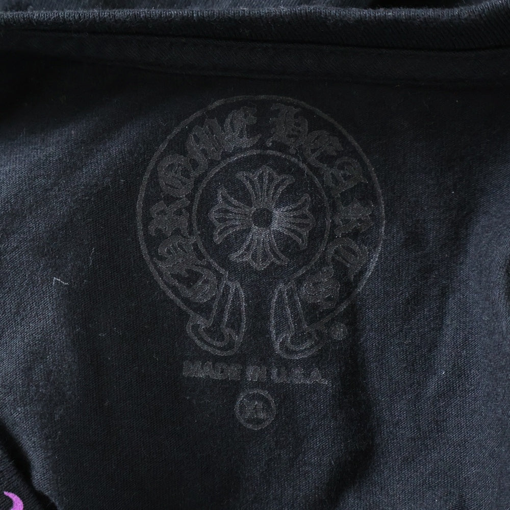 CHROME HEARTS(クロムハーツ) Neck Logo L/S Tee ネックロゴ プリントクルーネック長袖Tシャツ カットソー ブラック/ピンク