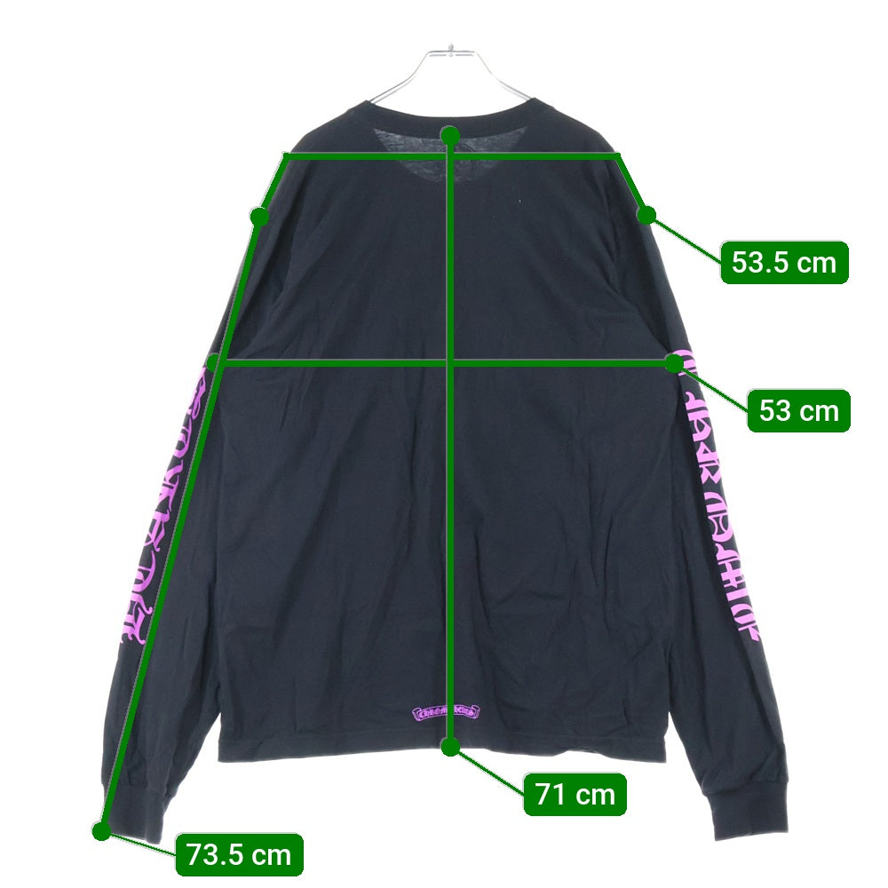 CHROME HEARTS(クロムハーツ) Neck Logo L/S Tee ネックロゴ プリントクルーネック長袖Tシャツ カットソー ブラック/ピンク