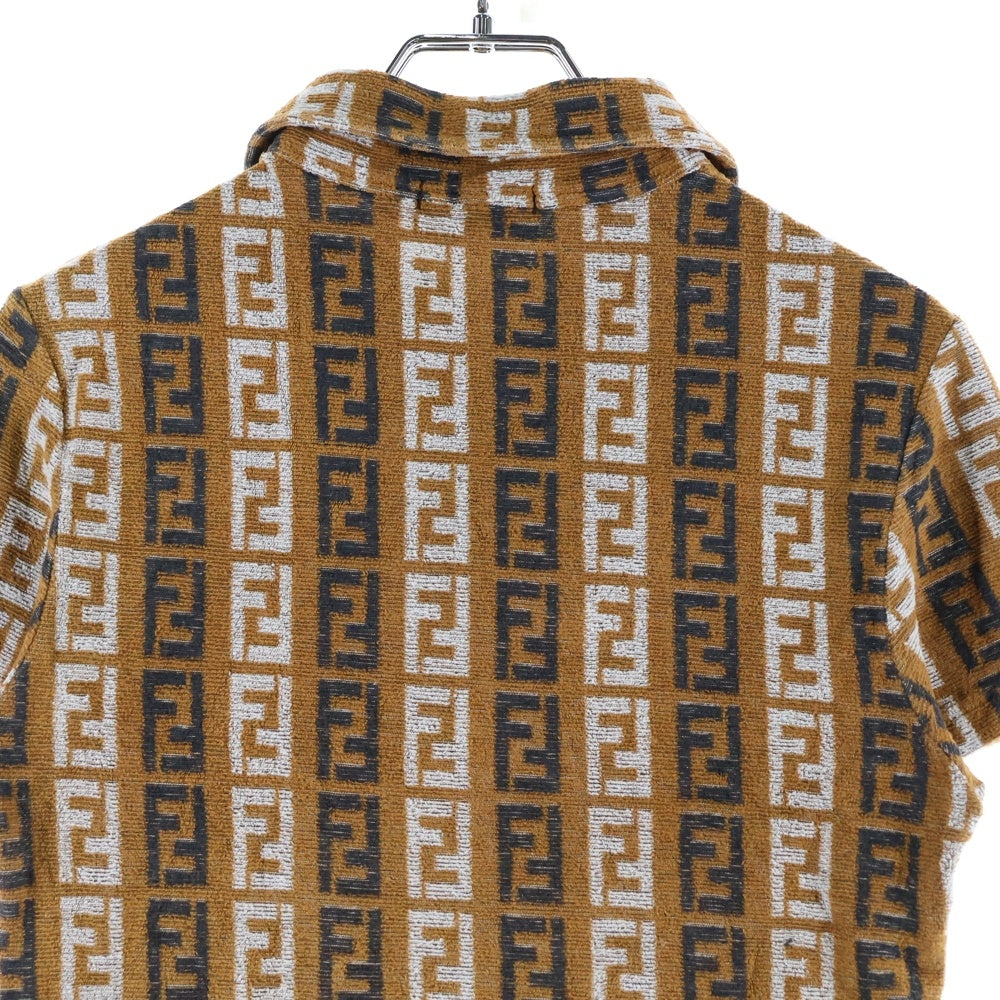 FENDI(フェンディ) VINTAGE 90s ズッカ総柄 コットンパイル地半袖ポロシャツ レディース ブラウン