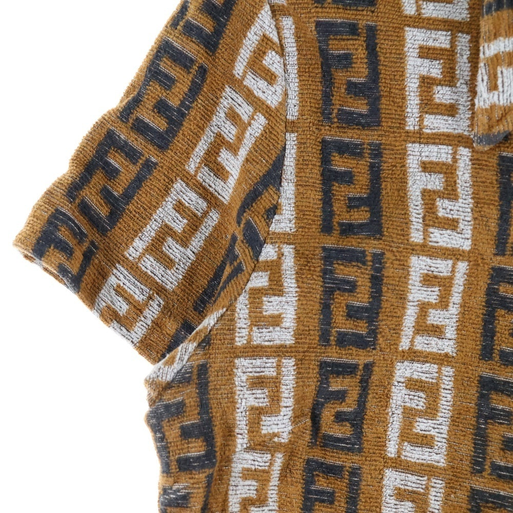 FENDI(フェンディ) VINTAGE 90s ズッカ総柄 コットンパイル地半袖ポロシャツ レディース ブラウン