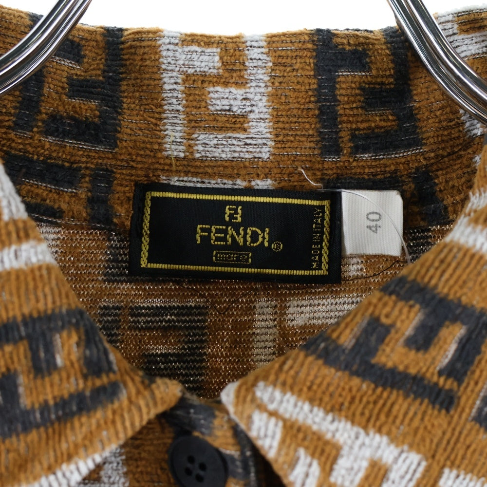 FENDI(フェンディ) VINTAGE 90s ズッカ総柄 コットンパイル地半袖ポロシャツ レディース ブラウン