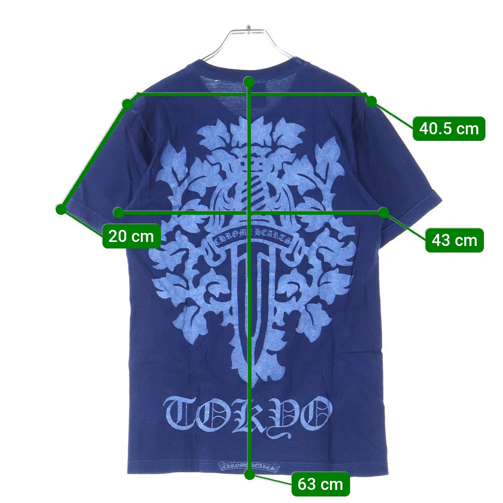 CHROME HEARTS(クロムハーツ) Indigo DyeDagger Print Tee 藍染め加工 インディゴダイダガープリント クルーネック半袖Tシャツカットソー インディゴ