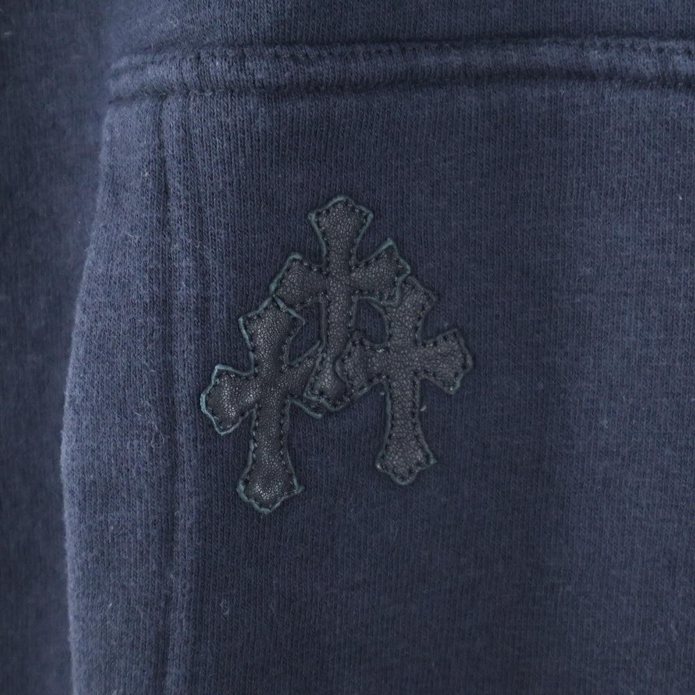 CHROME HEARTS(クロムハーツ) クロスパッチ付き コットン裏起毛 ショートスリーブスウェットシャツ ブラック