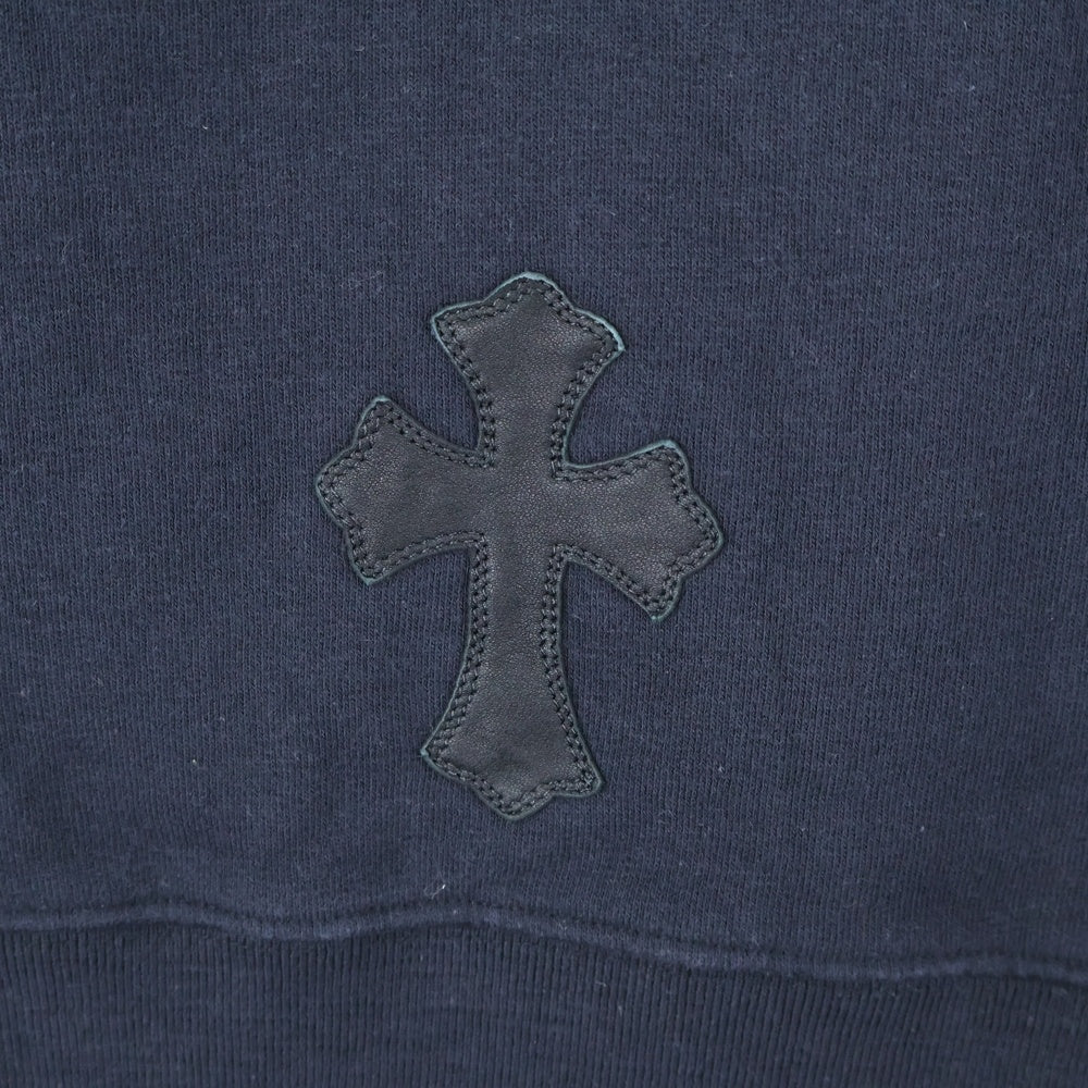 CHROME HEARTS(クロムハーツ) クロスパッチ付き コットン裏起毛 ショートスリーブスウェットシャツ ブラック