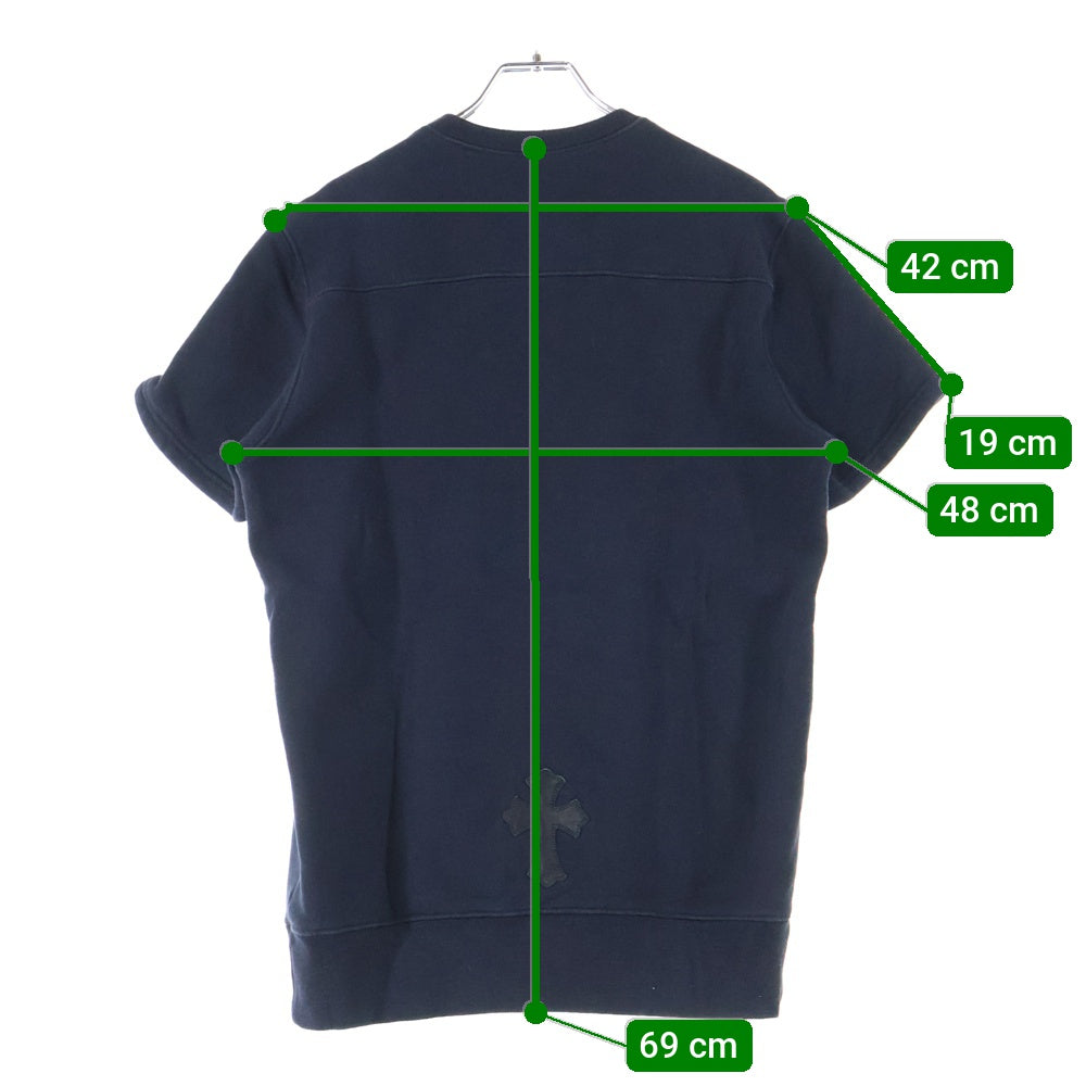 CHROME HEARTS(クロムハーツ) クロスパッチ付き コットン裏起毛 ショートスリーブスウェットシャツ ブラック